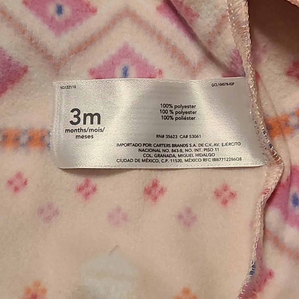 Carters girls 3 month 2 way zip and snap closure NWT footie sleeper - Picture 4 of 10